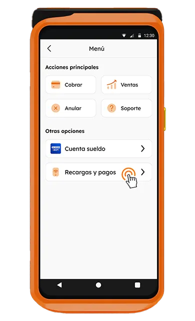 Selecciona recargas y pagos